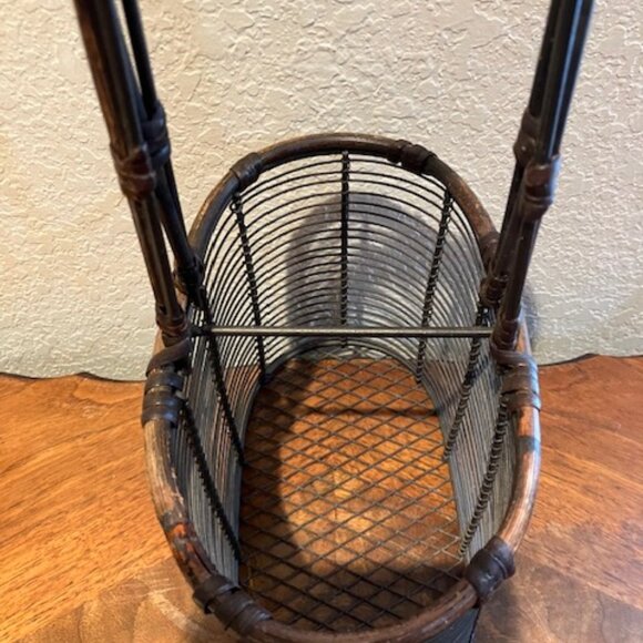 Metal and Wooden Basket/Wine Caddy - Picture 3 of 7